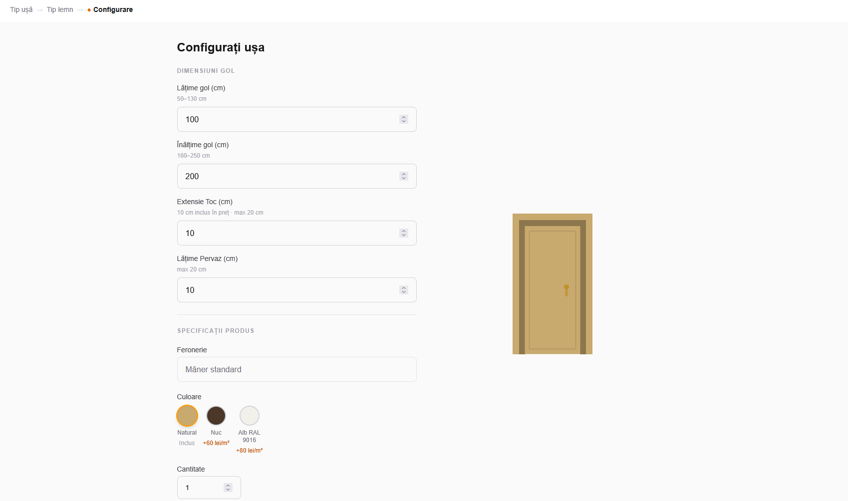 Configurator Uși